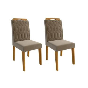 Imagem de Kit 2 Cadeiras Sala Jantar Paola Wood 2 Un Madeirado-suede Joli Capuccino - Cimol