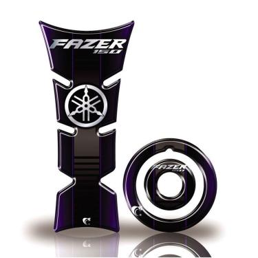 Imagem de Kit Protetor De Tanque E Bocal Moto Yamaha Fazer 150 Diapazão Azul Azul