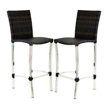 Imagem de 2 Banquetas Alta Cannes Em Alumínio Para Cozinha Bar Edícula Pedra Ferro