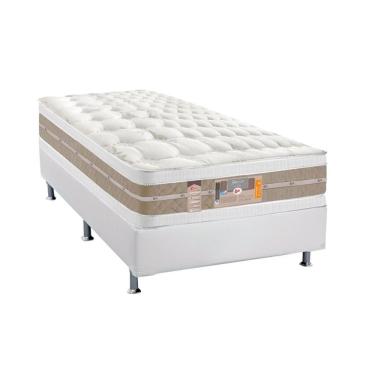 Imagem de Cama Box Solteiro: Colchão Molas Pocket Ensacadas Castor Silver Sr Air + Base Crc Courano White (88x188)