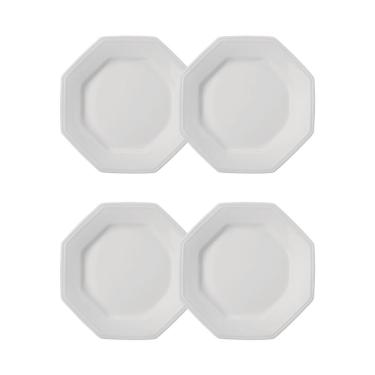 Imagem de Jogo 4 Pratos De Sobremesa Prisma Brancos 20,5 Cm Porcelana Schmidt