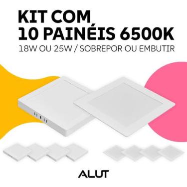 Imagem de Kit 10 Painel Led Plafon 18w ou 25w 6500k Branco Frio Bivolt Embutir o