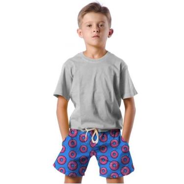 Imagem de Shorts Infantil Bermuda Calção Praia Verão Donuts Rosquinha Rosa 297 -