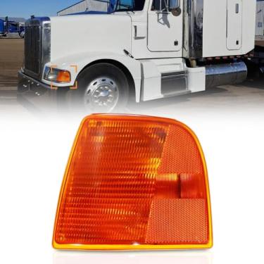 Imagem de Hpdmauto Luz de canto adequada para caminhões Peterbilt 385/377 Conjunto de lâmpada marcador lateral halogêneo âmbar lado esquerdo do motorista