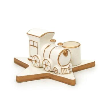 Imagem de Castiçal Porta Vela Trem Branco Ouro 13Cm C/1 Unid 1058765