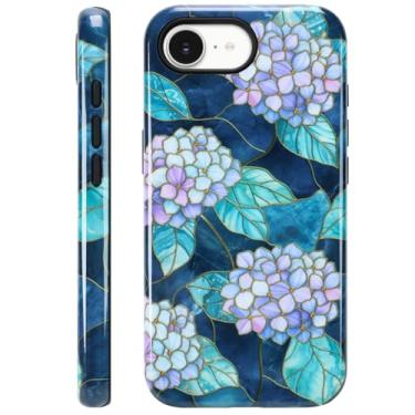 Imagem de KANGHAR Capa de telefone floral para iPhone 16e | Compatível com MagSafe | Design estético com lindas flores de hortênsia coloridas, capa protetora híbrida à prova de choque de 2 camadas para mulheres