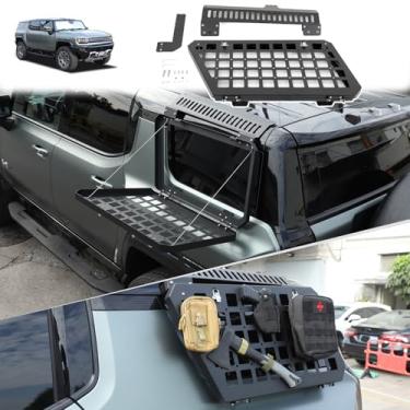 Imagem de Acessórios Hummer EV Mesa de armazenamento de janela traseira Kit de flanco de painel Molle para Hummer EV SUV 2024 2025 janela traseira prateleira de carga sistema de painel modular dobrável externo