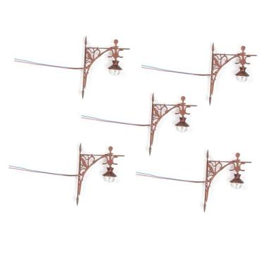 Imagem de JunZheHub Conjunto de 5 Peças de Luminárias de Parede em Miniatura, Acessórios para Modelismo, Decoração de Micro Paisagem DIY, Bronze, Tamanho real