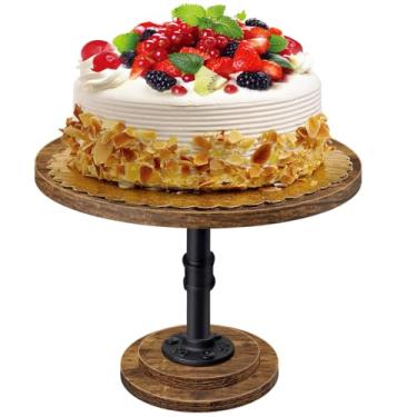 Imagem de Suporte de bolo para festa, casamento, aniversário, chá de bebê, aniversário (marrom, pacote com 1)