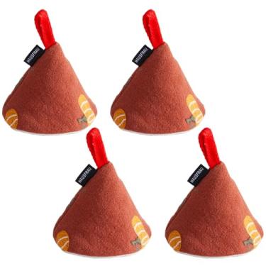 Imagem de Hausfrau Capa de cabo de ferro fundido, 4 peças, floral, resistente ao calor, tampa triangular para fritar frigideira de ferro fundido, abóbora vermelha