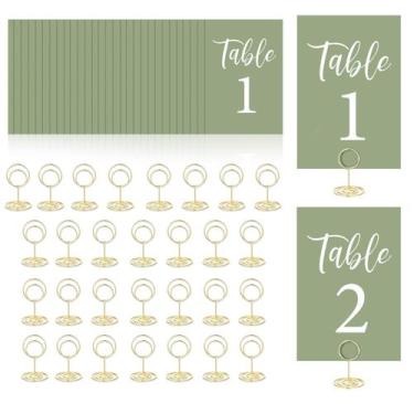 Imagem de Cartões de números de mesa XUWAIDSGN 1-30 com suporte Sage Green Paper
