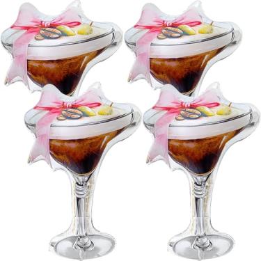 Imagem de Charnoel 4 Pcs Realistic Giant Martini Glass Balloon Party Decorations 39 x 33.5 Inch Foil Balloons for Bachelorette, Birthday, Hen Party Dirty Martini Theme, Bikinis and Martinis Decorations