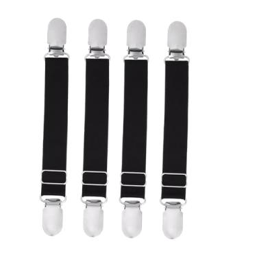 Imagem de 4 peças, ajustável, preto, elástico, dupla forma, com clipe de boca de pato, suspensório de liga de meia com clipes duráveis