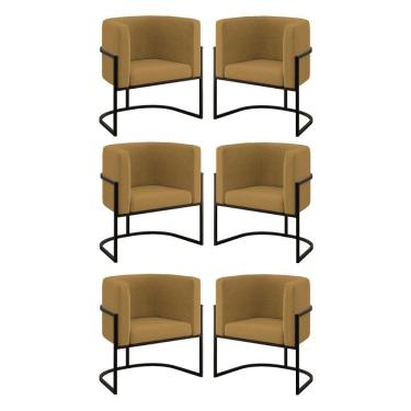 Imagem de Kit 06 Cadeiras Poltrona Lua Preto Para Sala Quarto Balaqui Capuccino