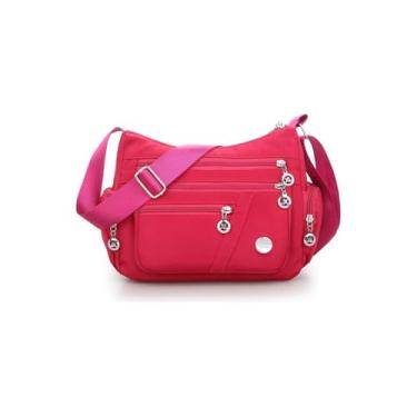 Imagem de CHENXIAOHONG Bolsa Transversal Feminina de Nylon, Bolsa Feminina Lateral Moderna para Festa e Uso Diário, Bolsas Femininas Transversal Leves e Estilosas (Vermelho)