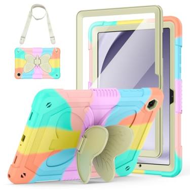 Imagem de Hogenl Capa para Samsung Galaxy Tab A9+ Plus com protetor de tela, Galaxy Tab A9+ 11 polegadas 2023 lançado com alça de ombro com suporte de borboleta, capa à prova de choque para crianças e meninas