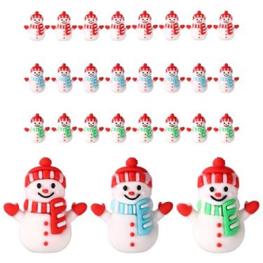 Imagem de 24 Miniaturas de Bonecos Neve, Enfeites Natal em PVC Estatuetas Minúsculas de Bonecos para Globos Neve Jardim Fadas e Decoração Vila Inverno (3 Cores)