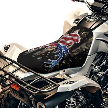 Imagem de gearider Capas de assento para quadriciclo de veado camuflagem capa de assento de motocicleta bandeira americana acessórios universais ATV capas de almofada de motocicleta