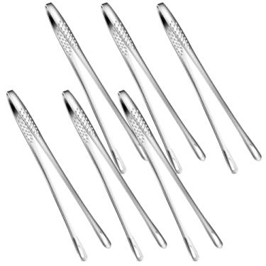 Imagem de LUMINFLY Pacote com 6 pinças para churrasqueira de aço inoxidável, 28 cm, cabo antiderrapante, polido com espelho, orifício para pendurar para armazenamento