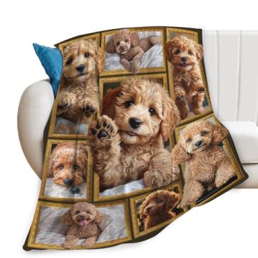 Imagem de Cobertor Poodle de flanela fofo cachorro Poodle cobertor ultra macio aconchegante decoração cobertores presentes para crianças mulheres homens sofá cama 127 cm x 101 cm