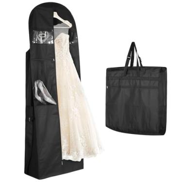 Imagem de LUMINFLY 72 Bolsa de viagem para vestido de casamento com 12 bolsos de reforço e acessórios, bolsa de vestuário com zíper para vestidos de noiva e vestidos bufantes