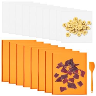 Imagem de LUMINFLY 18 forros desidratadores de silicone: 8 tapetes com bordas, 10 folhas de malha, raspador incluído, antiaderente para facilitar a liberação