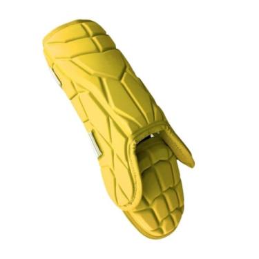 Imagem de kowaku Protetores de perna de beisebol ajustáveis ​​para adultos treinamento esportivo equipamento multifuncional compacto engrenagem protetores de pé, Amarelo