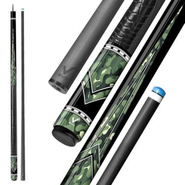 Imagem de EVO Recon bastão de sinuca de fibra de carbono, bastões de piscina de baixa deflexão com junta de 3/8 x 8 pinos e ponta de 12,5 mm, envoltório de couro de microfibra