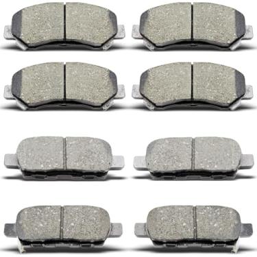 Imagem de DYZJKWJW D905 D1374 Conjunto de pastilhas de freio de cerâmica dianteiras traseiras adequadas para Nissan Max 2009-2014/2016-2020, para Nissan Rogue 2008-2013, X-Trail 2008-2012 (8 peças)