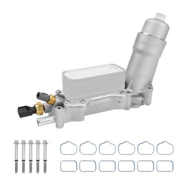 Imagem de Glvvexa 68105583AF 926-959 Conjunto adaptador de alumínio para filtro de óleo do motor com sensores e juntas de substituição para Chrysler 200 300 Dodge Ram Challenger Jeep Wrangler 3.6L V6