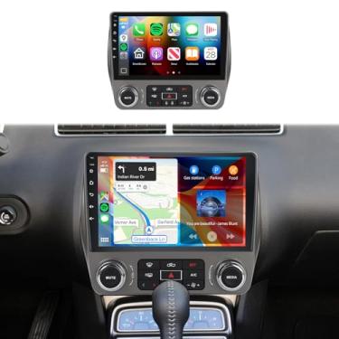 Imagem de Rádio estéreo 4 + 64 G para Chevrolet Chevy Camaro 2010-2015, tela sensível ao toque IPS de 9 polegadas/Android 13/Wireless CarPlay/Android Auto/DSP 32 EQ/Navegação GPS/WiFi/5.0Bluetooth/FM/RDS/SWC
