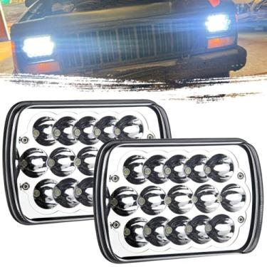 Imagem de Jamarco Faróis de LED H6054, 2 peças retangulares 5 x 7 7 x 6 faróis de LED selados alto/baixo H4 9003 plugue 6054 H5054 compatível com Cherokee Wrangler YJ XJ S10 Blazer Express Puckup Truck Van
