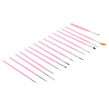 Imagem de KIMISS Conjunto de Pincéis Profissionais para Arte Em Unhas, 15 Peças - Forro de Cabelo de Nylon DIY e Pincéis de Pintura para Design de Unhas de Precisão (Conjunto de pincéis a óleo 15 peças rosa)