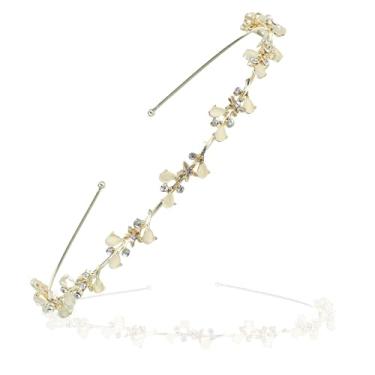 Imagem de 1 joia de cabelo para noivas, diadema de ouro, coroas, tiara de fadas, joia de noiva de ouro, acessório para a comunhão com todos os cabelos, joias femininas