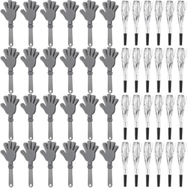 Imagem de ZCYSRLQIN 48 Pcs New Years Eve Party Noisemakers Supplies New Year Party Kit Includes 24 Hand Clappers 24 Metallic Fringed Party Blowers for 2026 New Years Party Supplies (Silver)