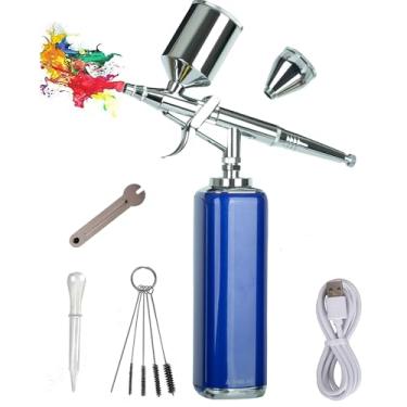 Imagem de Kit de aerógrafo de alta pressão sem fio com compressor mini pistola de aerógrafo portátil com bocal de 0,3 mm para barbeiro, arte de unhas, pintura de modelo, maquiagem, decoração de bolo, barbeiro