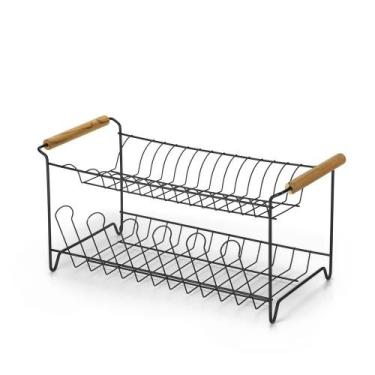 Imagem de Escorredor Duplo Com Porta Talher Aço Preto - Arthi