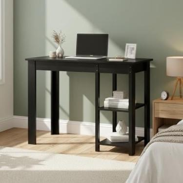 Imagem de Escrivaninha Estilo Industrial com 2 Prateleiras Laterais para Home Office | Mesa de Escritório Compacta e Funcional(PT-MESA-OFFICE)