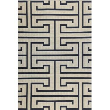 Imagem de Mad Mats Tapete para área externa Greek Key Light Umber, 1,8 m x 2,5 m - Plástico reciclado, reversível e resistente a UV