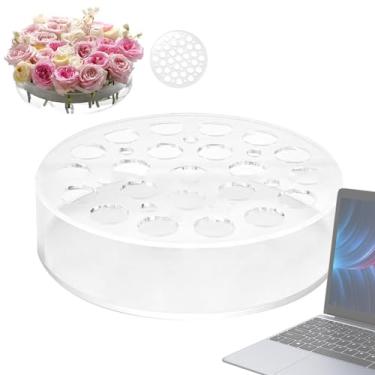 Imagem de Shakven Vaso de flores em acrílico, Vaso de flores em acrílico transparente | Vaso cilíndrico moderno com furos para casamento | Vaso de flores acrílico transparente para decoração de casa, vaso