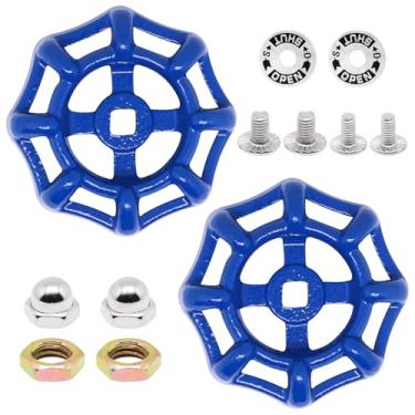 Imagem de ZHMEINA 2 unidades de substituição de alça de torneira externa, substituição de alça de torneira de água com orifício quadrado de haste de 6 mm x 6 mm, roda redonda de ferro fundido com espaçador de