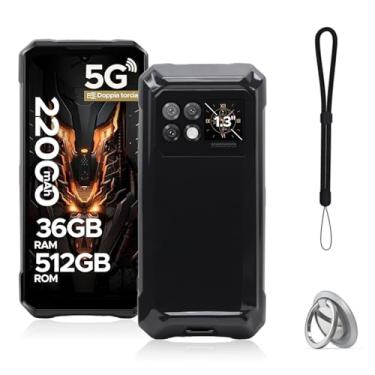 Imagem de NOUKAJU Capa para DOOGEE S200 Max, capa protetora de TPU, função de suporte, suporte ajustável, antiqueda, à prova de choque, capa protetora para DOOGEE S200 Max (preto)