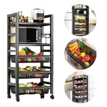 Imagem de Fruteira Organizador Multiuso 3 Cestos + Prateleiras - UpCoisas