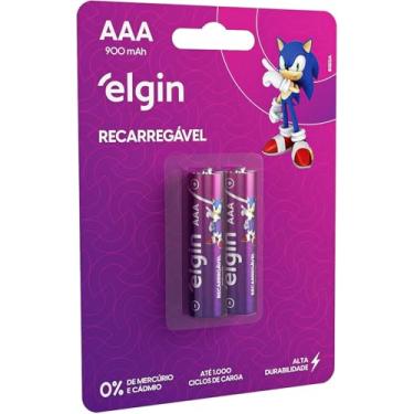 Imagem de Pilha Recarregável Ni-MH AAA-900mAh blister com 2 pilhas, Elgin, Baterias, 82168
