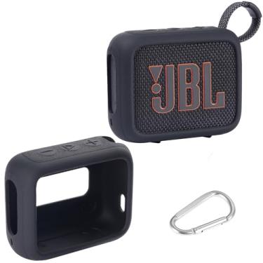 Imagem de AONKE Capa de silicone compatível com alto-falante Bluetooth ultra portátil JBL Go 4 (preto)