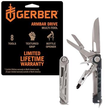 Imagem de Gerber Faca de bolso Gear Armbar Drive 8 em 1, multiferramenta EDC com chave de fenda, lâmina de 6,3 cm, azul urbano