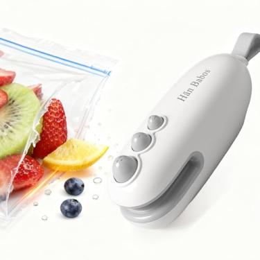 Imagem de Mini seladora de saco – Seladora térmica 2 em 1 com cortador, máquina seladora térmica portátil recarregável com magnético para chips, lanches e sacolas plásticas (branca)