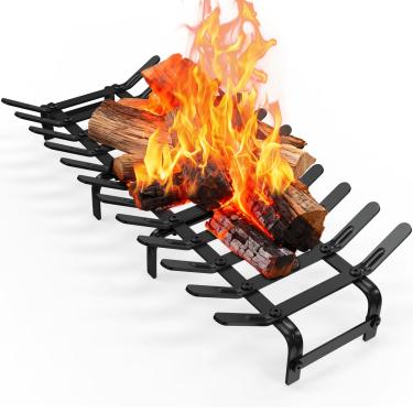 Imagem de YSEJOMP Grelhas de aço para lareira para fogão para queima de madeira eficiente e eficaz lareira interna e externa preto fosco (preto, 73 x 30 cm)