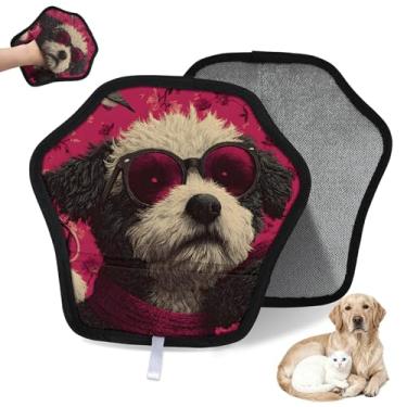 Imagem de Hanxuanyifan Luva legal de remoção de pelos para cães e gatos, 2 peças de luvas eletrostáticas reutilizáveis de pelos de animais de estimação, ferramenta de remoção de pelos de cães para roupas, sofá