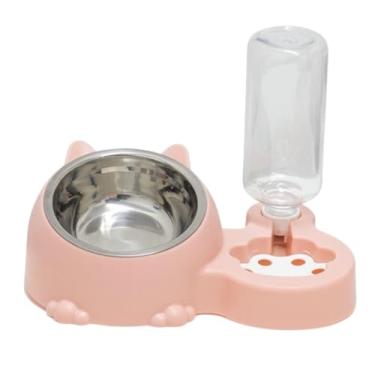 Imagem de Comedouro e bebedouro Duplo Automático Para Cachorro E Gato pets (Rosa)
